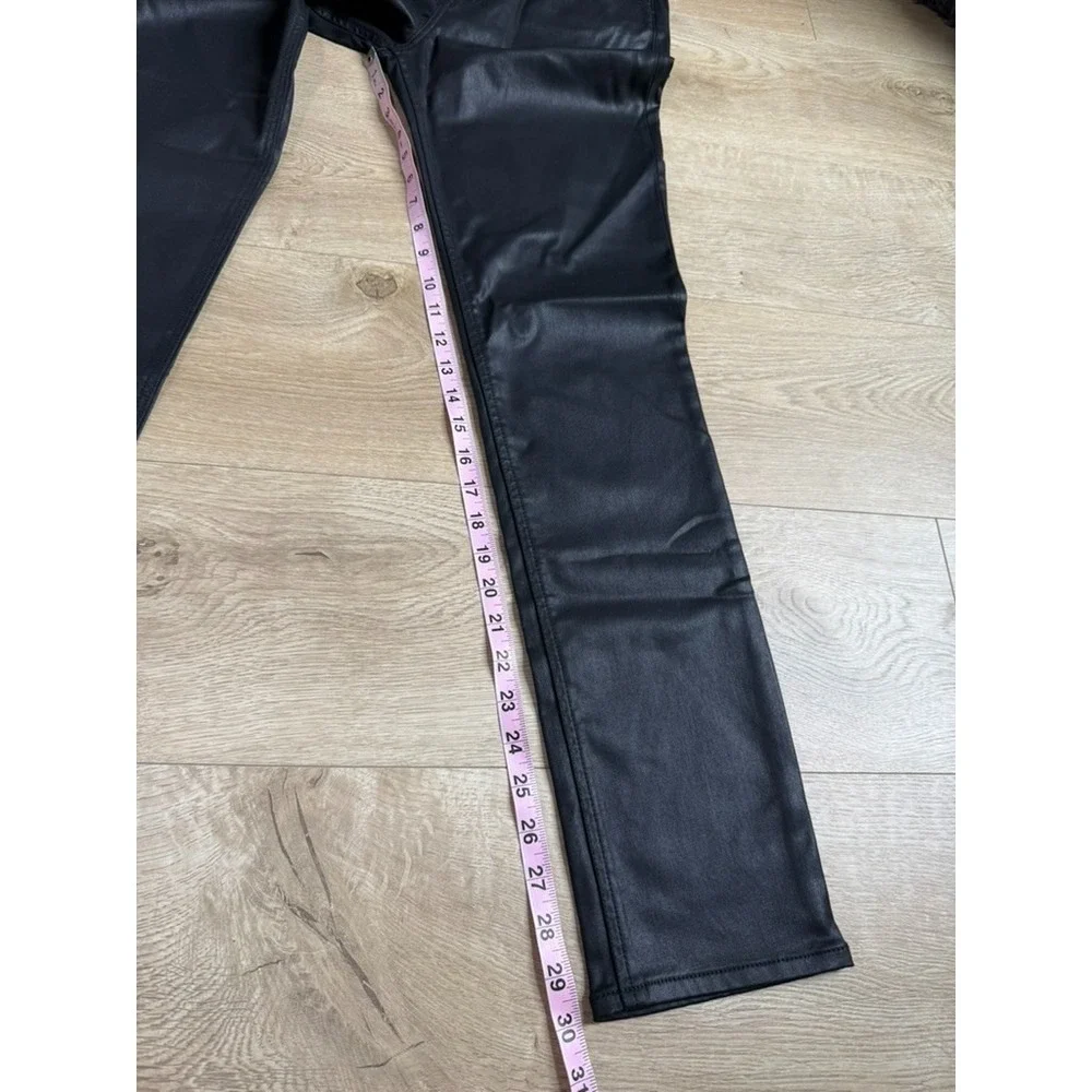 NWT Girls GAP Teen sky high skinny faux leather shinny jeans black stretch 18